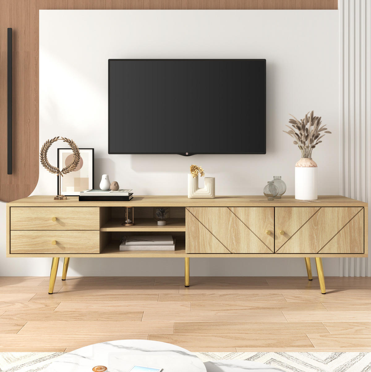 TV-BOARD mit 2 Schubladen 160 cm Holzoptik - Braun, Holzwerkstoff (36/42/160cm) - Beauniv