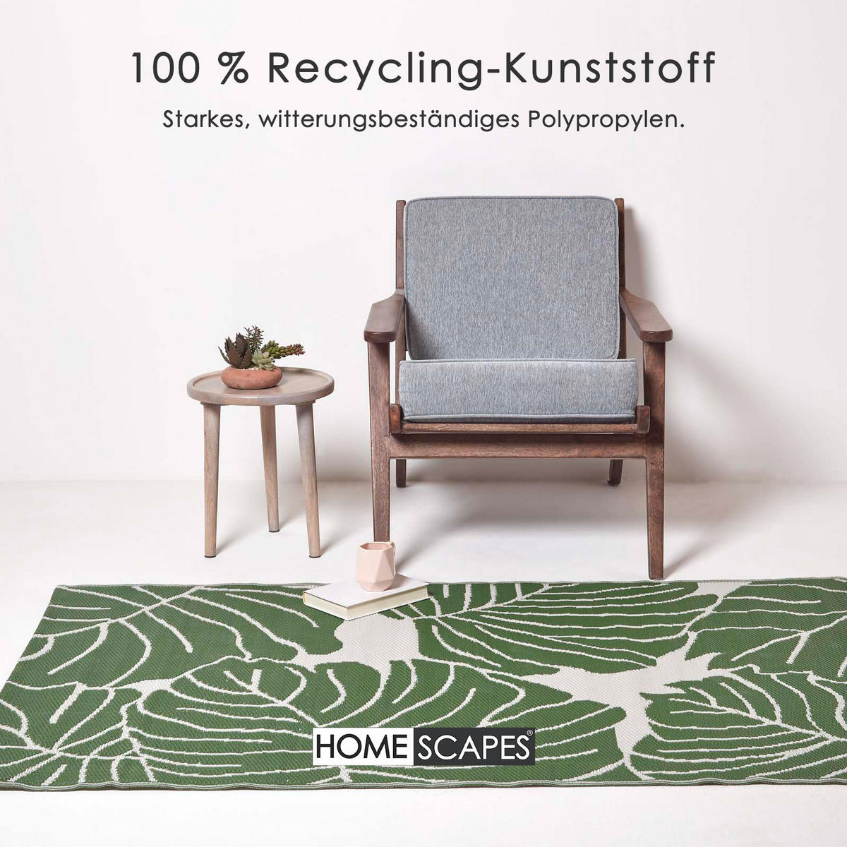 OUTDOORTEPPICH Ada floral gemustert 120/180 cm - Dunkelgrün, Kunststoff (120/180cm) - Homescapes