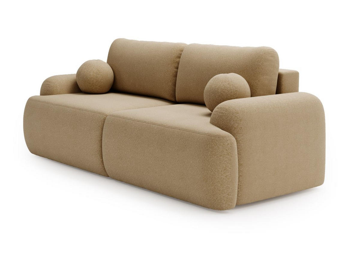 SOFA 260/106/81 Aurio Bouclé-Stoff Hellbraun - Hellbraun, Kunststoff/Textil (260/81/106cm) - Graingold