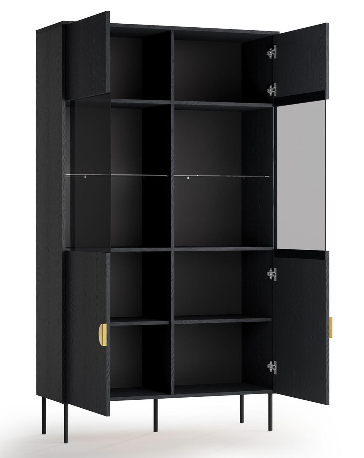 VITRINE Mond anthrazit 106 / 40 / 187cm - Anthrazit/Goldfarben, Holz/Holzwerkstoff (106/187/40cm) - Feldmann-Wohnen
