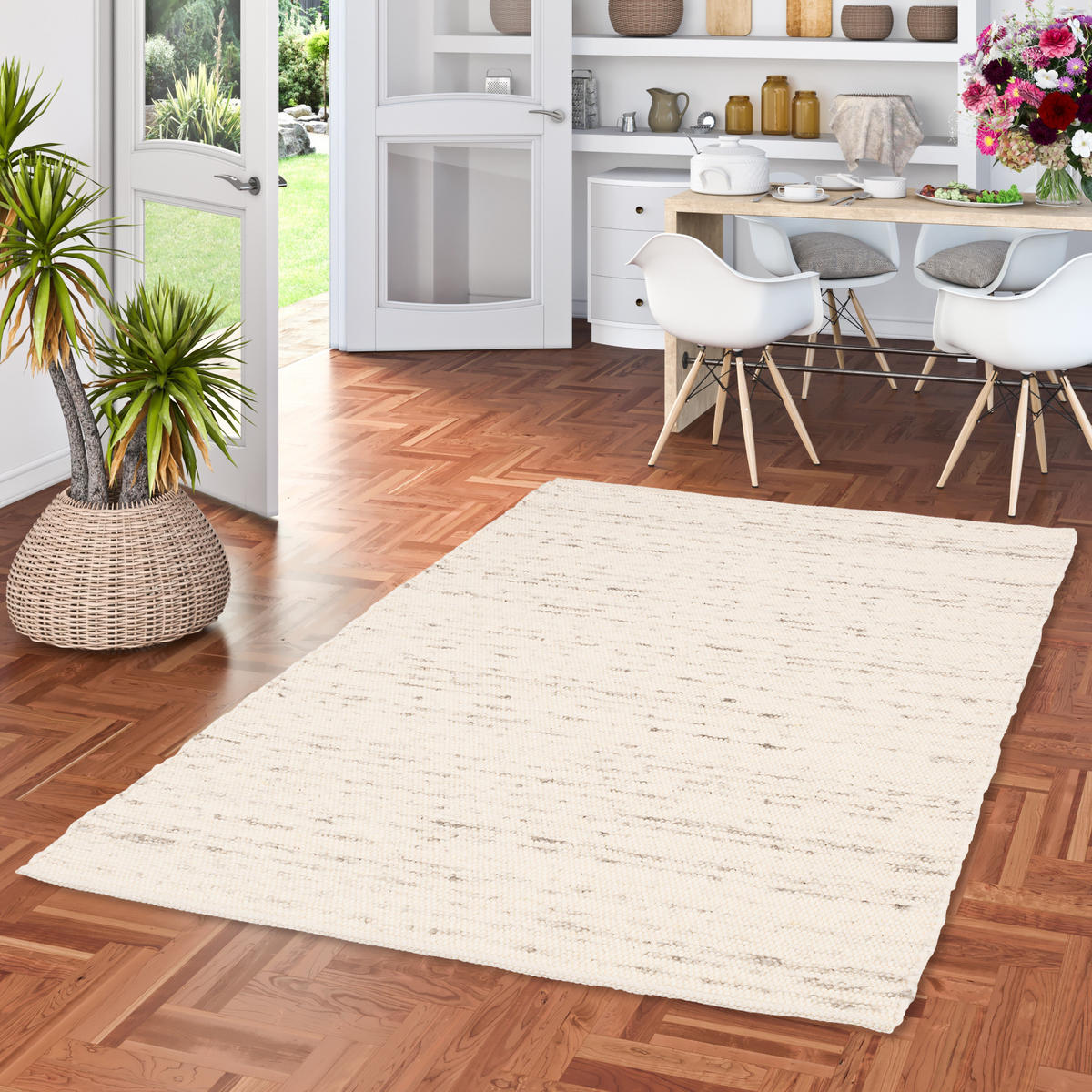 NATUR TEPPICH WOLLE ALASKA MELIERT - Grau, Textil (60/90cm) - Pergamon