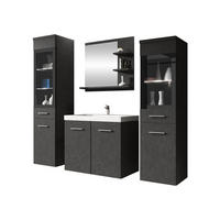 BADMÖBEL-SET Madrit I mit weißer LED Beleuchtung - Greige, Holzwerkstoff (30/132/30cm) - MIRJAN24