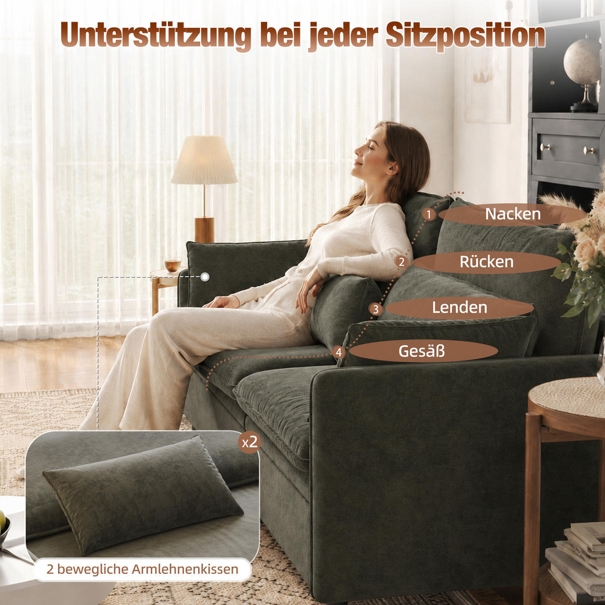 SCHLAFSOFA 3-Sitzer Chenille Wolken-Sofa mit Bettkasten Ausziehbar 206cm - Dunkelgrau, Textil (206/86/91cm) - Urban Meuble