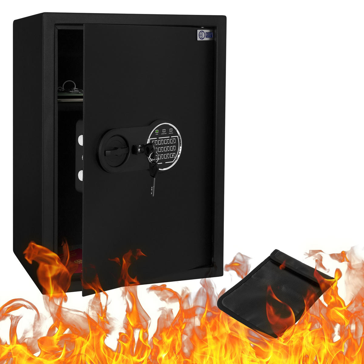 TRESOR 43L - Schwarz, Metall (31/50/35cm) - ECD-Germany