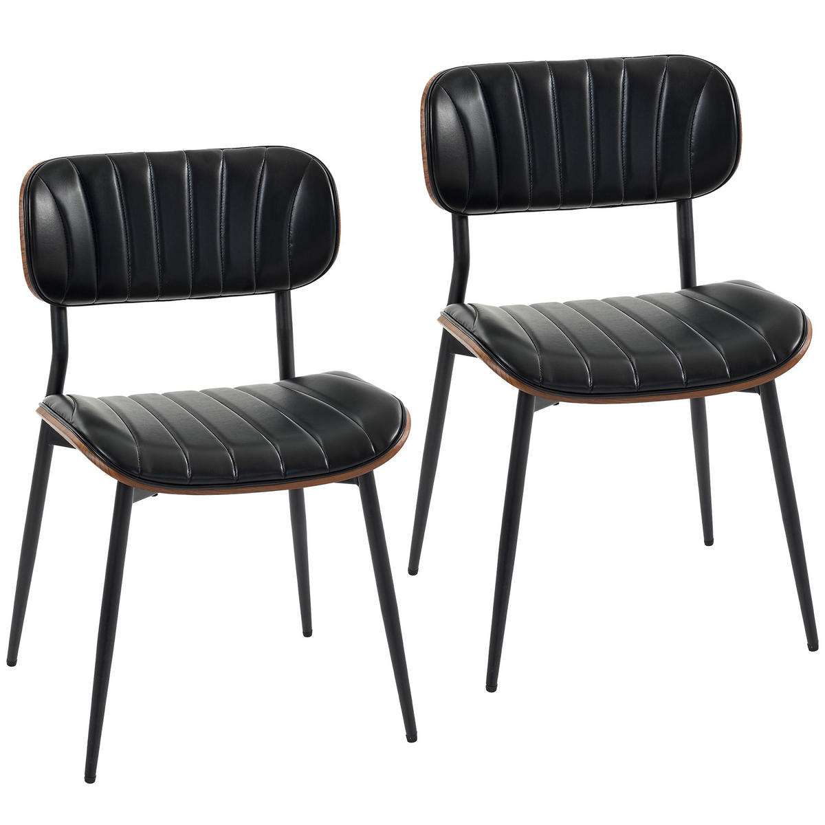 ESSZIMMERSTÜHLE 2er-Set Schwarz 49.5/49.5/80.0 cm - Schwarz, Leder (49.5/80/49.5cm)