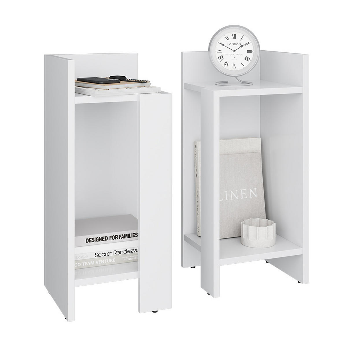 NACHTTISCH Lenar Weiß 27 x 60 cm 2er-Set - Weiß, Holzwerkstoff (27/60/25cm) - Vicco