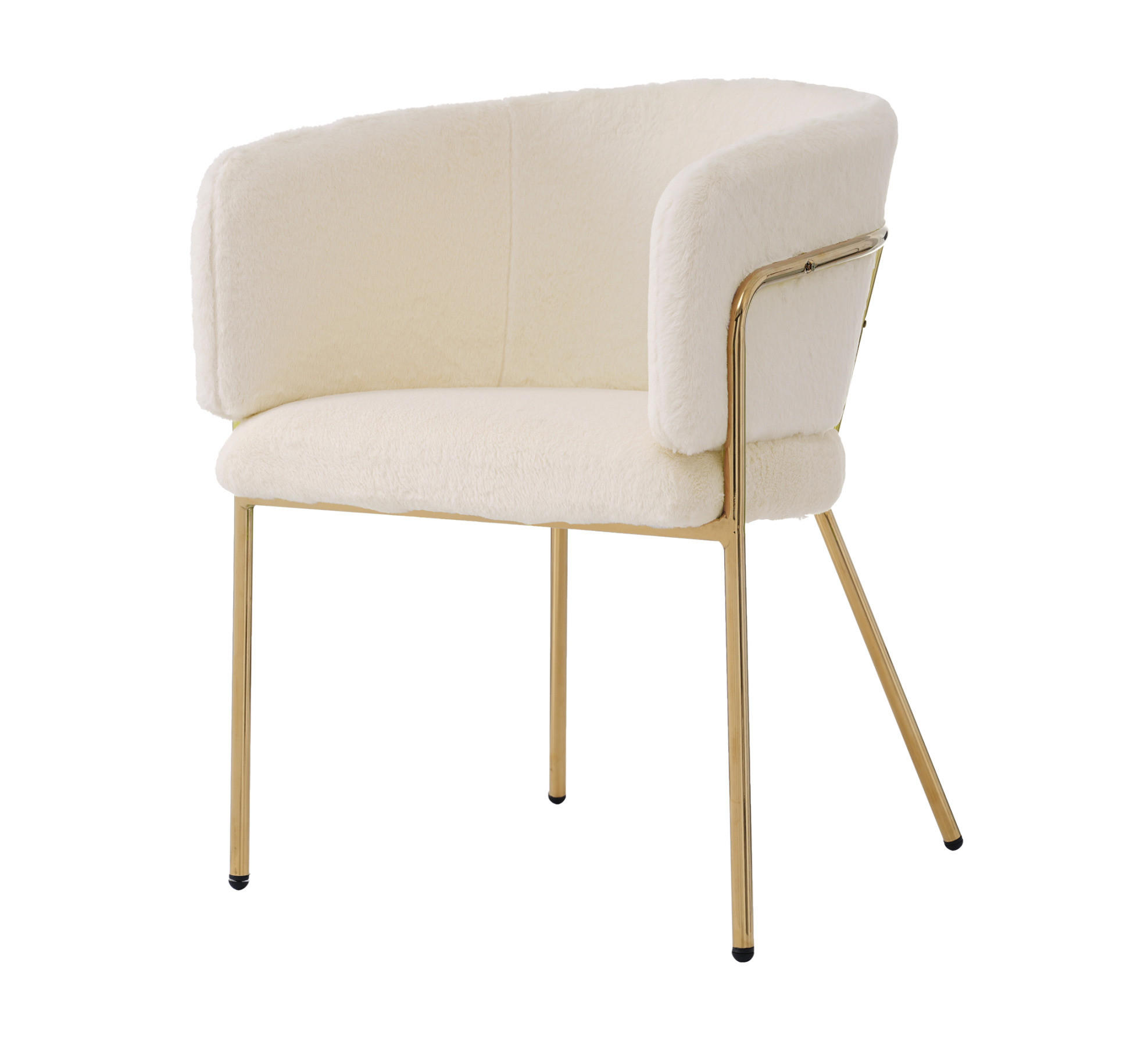 ESSSTUHL 57x57x77 cm in Beige, Kaninchensamtimitat, Metallgestell, leicht luxuriös - Beige, Textil (57/77/57cm) - Modfu