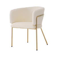 ESSSTUHL 57x57x77 cm in Beige, Kaninchensamtimitat, Metallgestell, leicht luxuriös - Beige, Textil (57/77/57cm) - Modfu