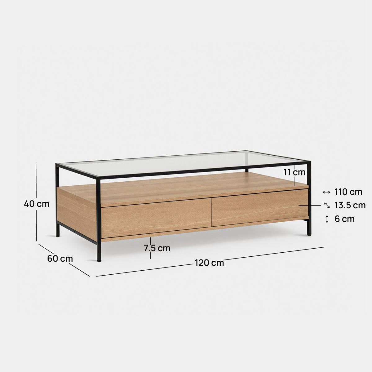 COUCHTISCH FESTER Petra Schwarz 120 cm x 40 cm - Schwarz, Holzwerkstoff (60/120/40cm) - Klast Home