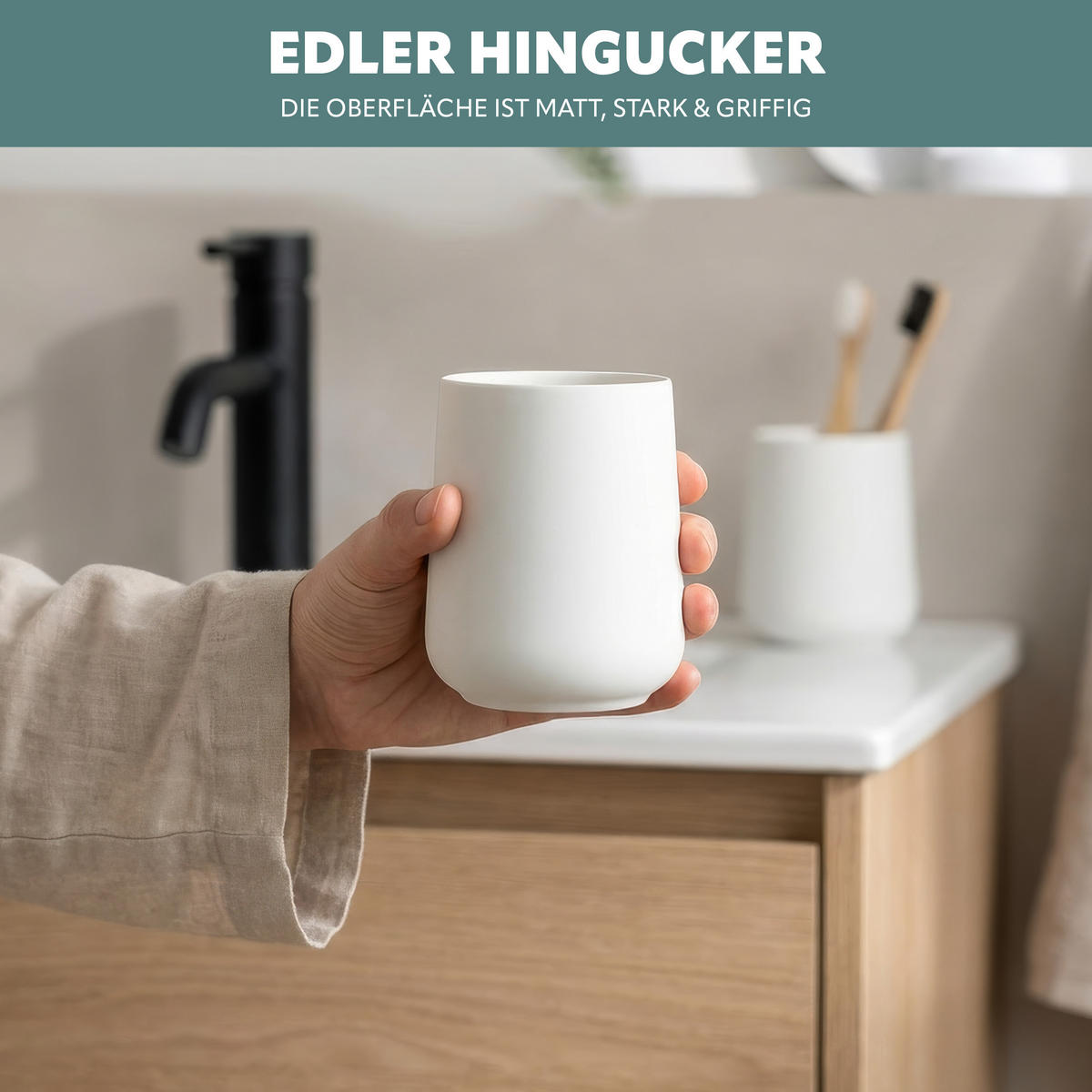 BECHER-SET TESERO 2tlg., Soft-Touch, weiß - Weiß, Kunststoff (8.5/10.5/8.5cm) - eluno