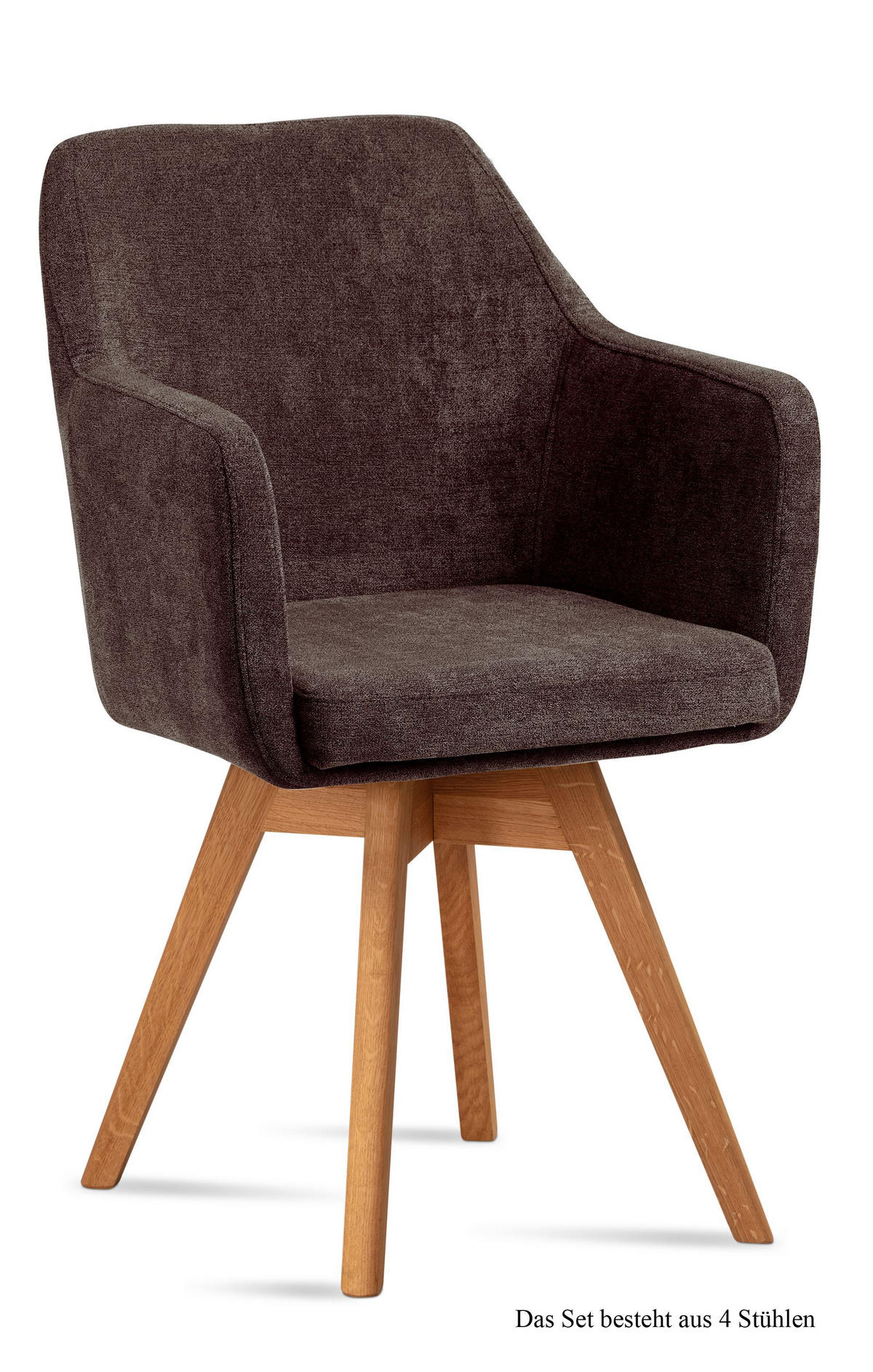 ARMLEHNSTUHL drehbar (4er-Set) Dorry 57x87x60 Eiche geölt/Braun - Eichefarben/Braun, Kunststoff (60/87/57cm) - 58aufmkessel