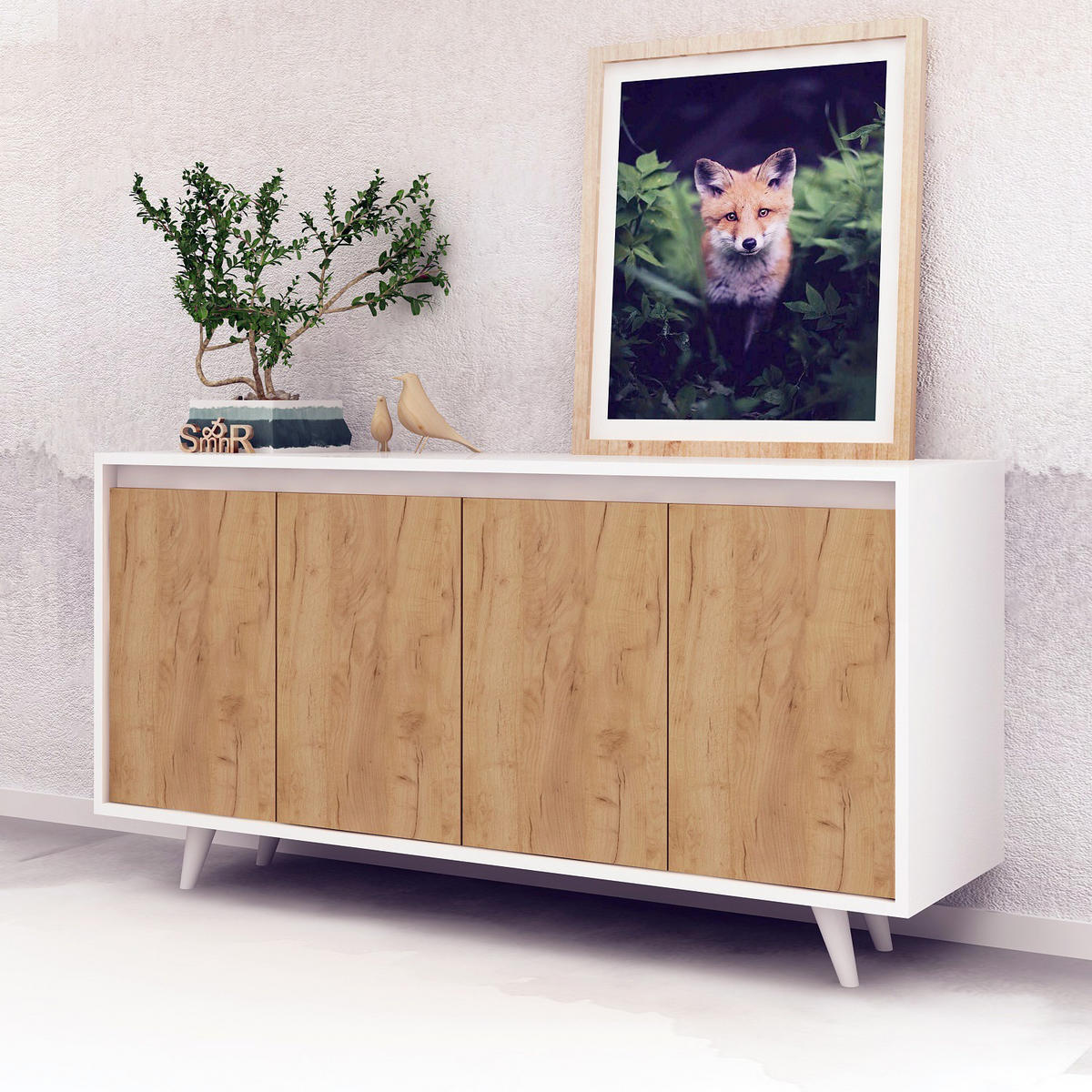 BUFFETSCHRANK nossa Braun - Braun, Holz (40/86/140cm) - Habitat Garten