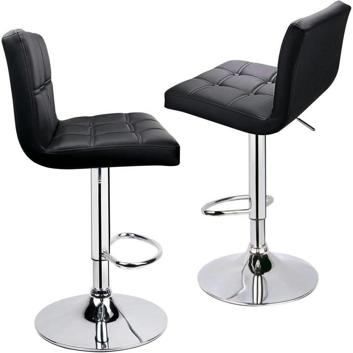 BARHOCKER 2er-Set Kunstleder Schwarz höhenverstellbar - Schwarz, Kunststoff (40/112/38cm)