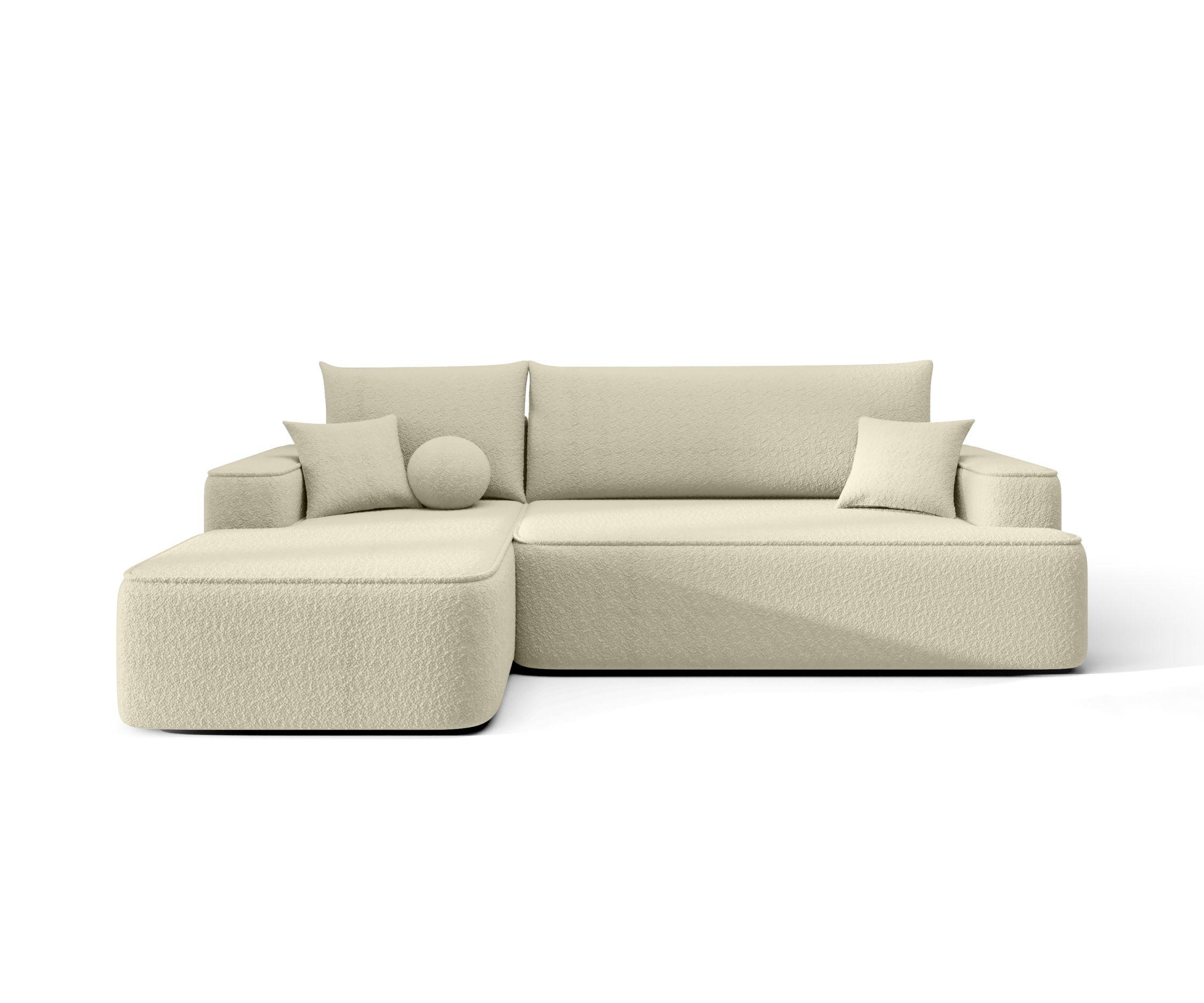 ECKSOFA mit Schlaffunktion FIGO Quelle 02 Links - Ecru, Textil (250/150cm) - Bedante