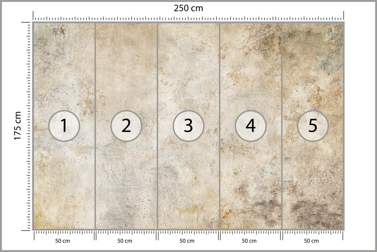 FOTOTAPETE für Wohnzimmer Minimal Beige Betonwand 250x175 - Gelb/Beige, Papier (250/175cm) - Muralo