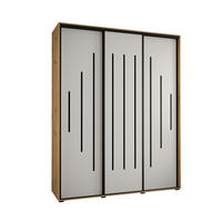 SCHWEBETÜRENSCHRANK 235,2/200/60 3-türig - Schwarz/Weiß, Holz/Metall (200/235/60cm) - Abiks Möbel