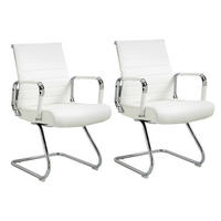 BESUCHERSTUHL OFFICE COMFORT 2er Set LB Kunstleder Weiß - Silberfarben/Weiß, Textil/Metall (56/94/64cm) - SVITA