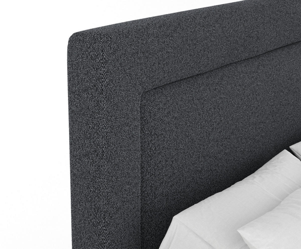 BOXSPRINGBETT Laguno Schwarz 140/200 cm mit Latex-Topper - Silberfarben/Schwarz, Holz/Holzwerkstoff (140/200cm) - Maison de Reve