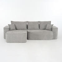 ECKSOFA Chenille Grau mit Seitentaschen - Grau, Holzwerkstoff/Textil (262/144cm) - WISHDOR