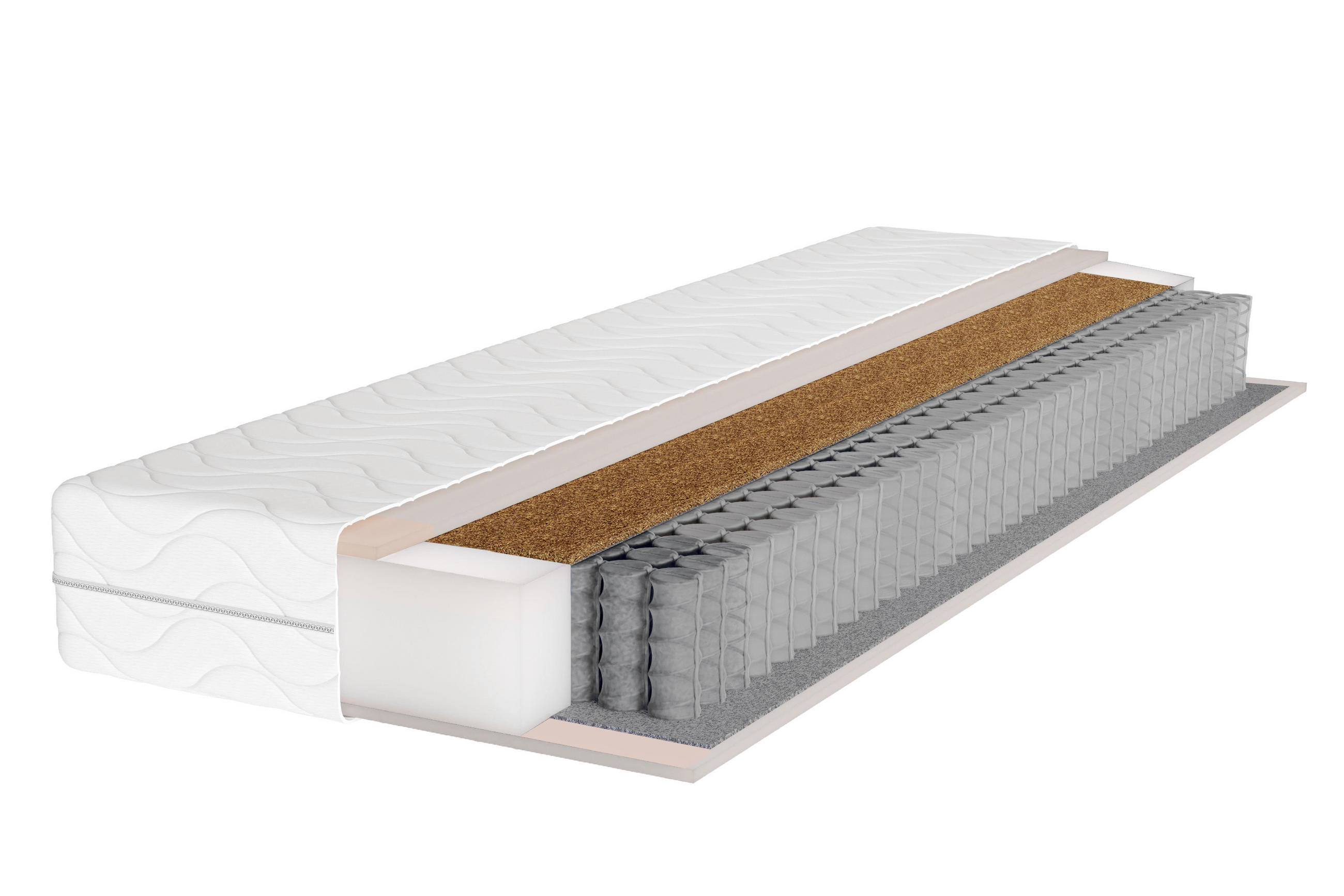 TASCHENFEDERKERNMATRATZE Pocket mit KOKOS 100x200cm H3/H4 - Weiß, Textil (100/200cm) - Panda Möbel