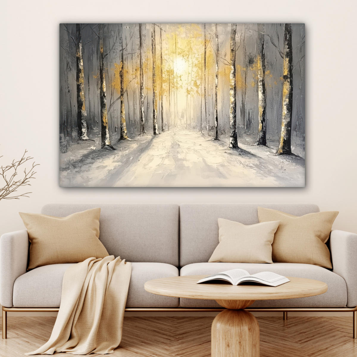 LEINWANDBILD Winter - Abstrakt - Schnee - Natur - Sonne XXL 150x100 cm - Grau, Textil (150/100cm) - MuchoWow