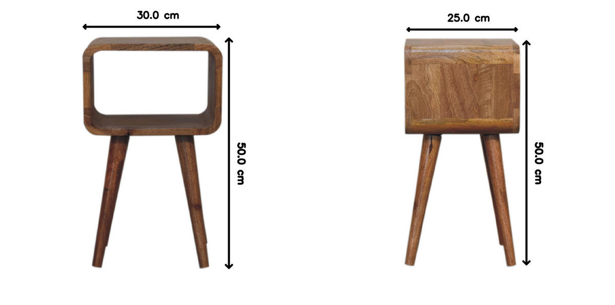NACHTTISCH aus Massivholz, 1 Offenes Fach, Nordische Beine, Braun - Messingfarben/Braun, Holz/Metall (30/50/25cm) - Artisan Furniture