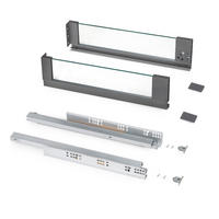 AUSSENSCHUBLADE Vertex 40Kg mit Glas-Einschubelement Höhe 131mm, Tiefe 500mm, Stahl und Aluminium und Glas, Anthrazitgrau - Anthrazit, Metall (1.3/14/50cm) - EMUCA