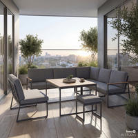 LOUNGEGRUPPE - 5-teilig - Stahl / Webstoff - Grau - Grau, Kunststoff/Textil - home24