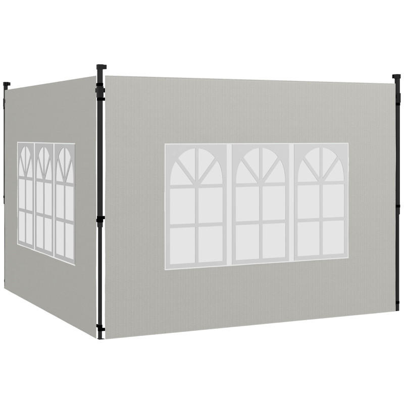PAVILLON SEITENWÄNDE 2er Set 3x3 3x6 Fenster weiß - Weiß, Kunststoff (293/193/1cm) - Fortuna Lai