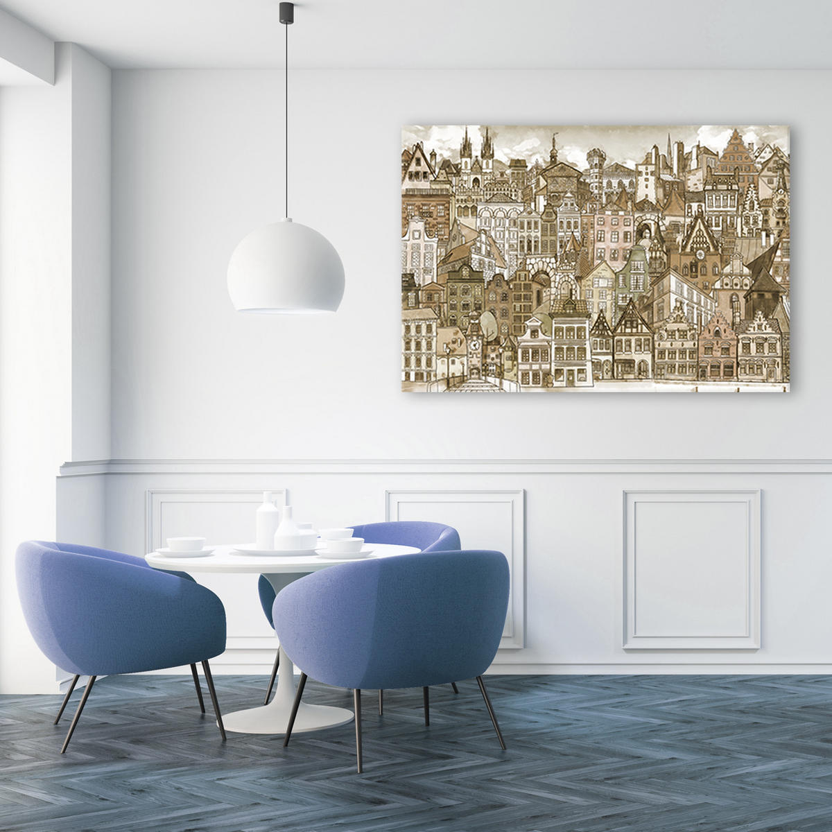 WANDBILD fröhliche stadt - Braun, Textil (60/40cm) - Feeby