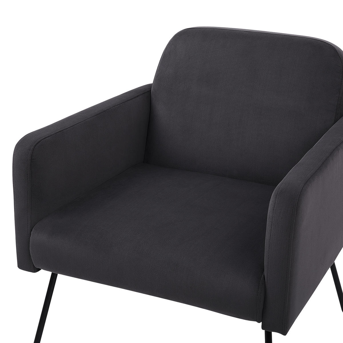 SESSEL Samtstoff Grau Narken - Grau, Textil/Metall (72/77/76cm) - Beliani