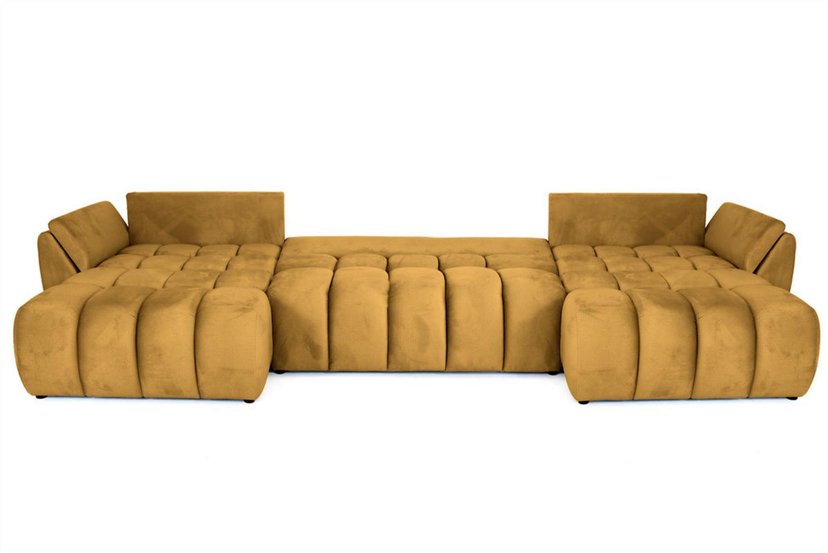 WOHNLANDSCHAFT Collin Mit Schlaffunktion - Gelb, Holzwerkstoff/Textil (382/85/185cm) - Fun Möbel