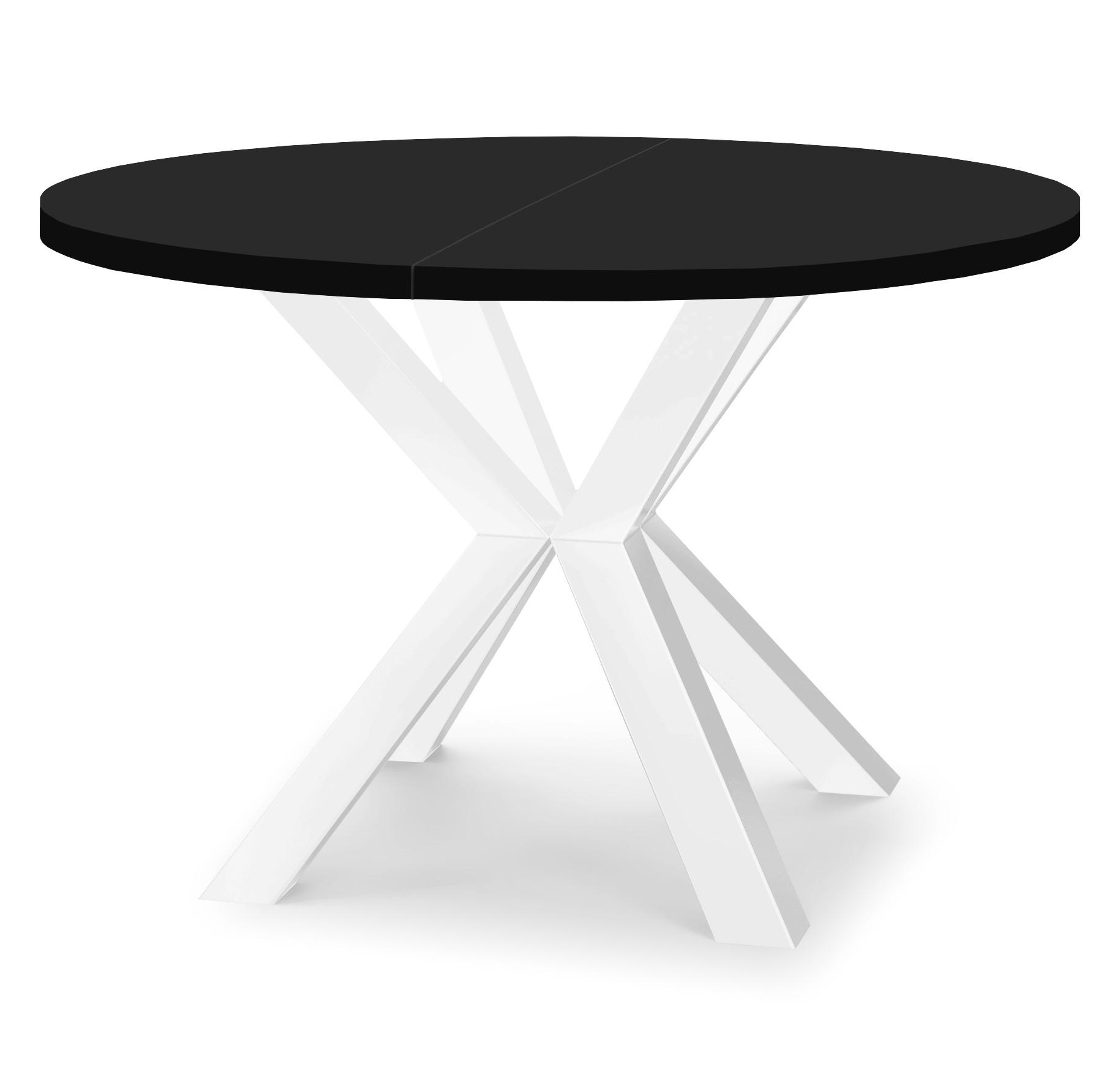 ESSTISCH RAL mit Holzbeinen, Durchmesser: 90 / 140 cm Schwarz / Weiß - Schwarz/Weiß, Holz (90/140/77cm) - Dekori_Interiors