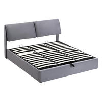 POLSTERBETT 160/200 cm Grau Samt mit hydraulischem Bettkasten und 3 Schubladen - Grau, Textil (160/200cm) - OKWISH