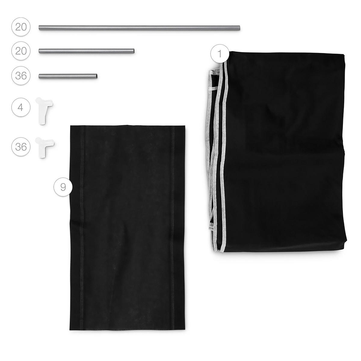 SCHUHSCHRANK - Schwarz, Kunststoff/Textil (107/174/42.5cm) - Relaxdays
