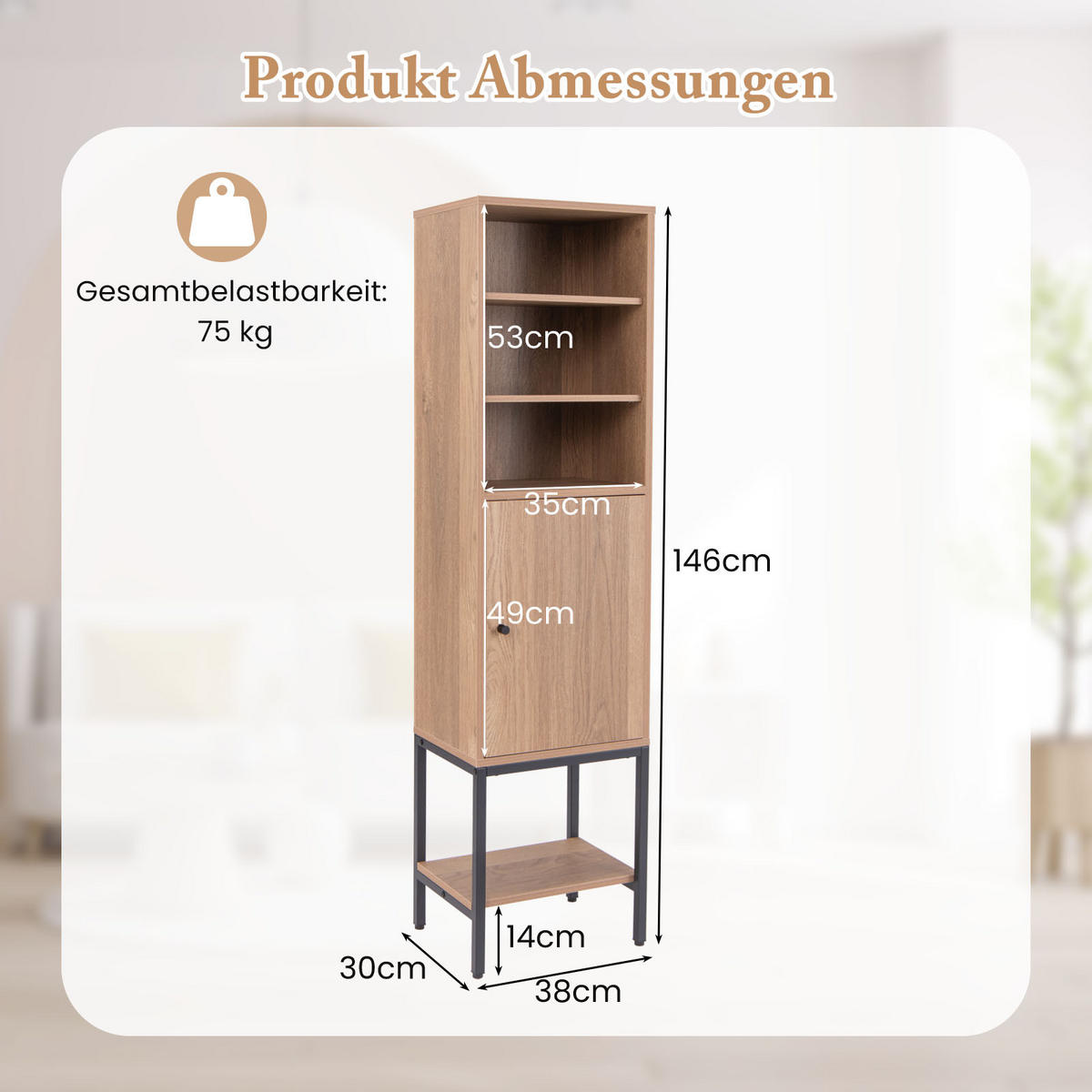 STANDREGAL Braun - Braun, Holz (30/145/38cm) - COSTWAY