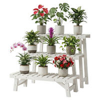 BLUMENSTÄNDER Weiß 3er-Set Tannenholz 70x25 cm - Weiß, Holz (70/49/25cm) - Relaxdays
