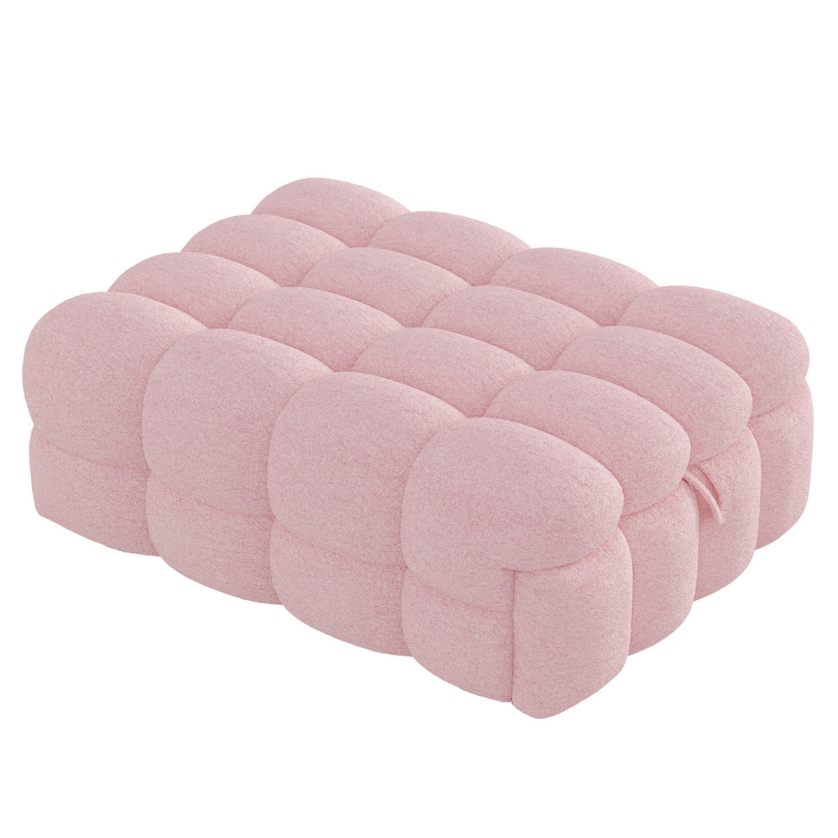 SCHLAFSOFA 183/76/42 cm Rosa 2-in-1 Schlafsofa aus Teddy-Stoff mit Fußhocker - Rosa, Textil (76/42/183cm) - OKWISH