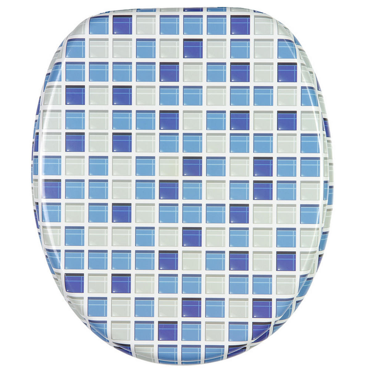 WC-SITZ mit Absenkautomatik Mosaik Blau - Blau, Holzwerkstoff (38/6/47cm) - Sanilo
