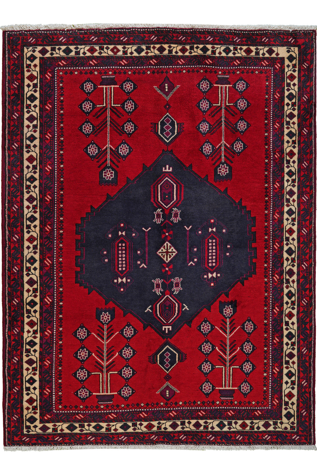 TEPPICH Afshar Rot 212/156 cm Schurwolle - Rot, Textil (156/212cm) - Looma