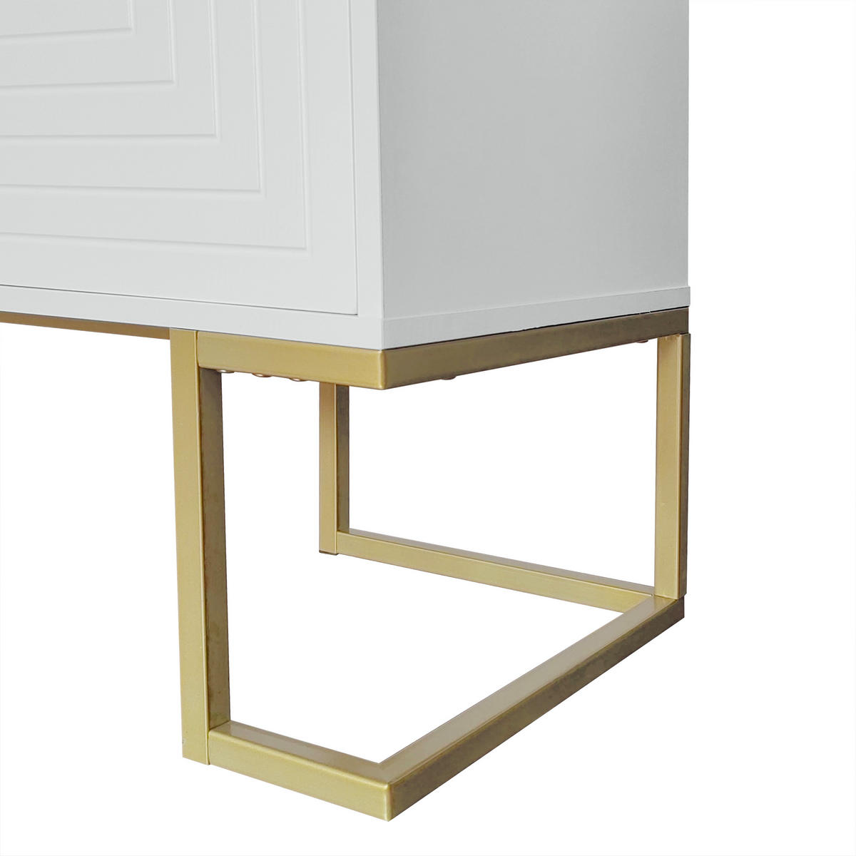 SIDEBOARD in Weiß Anrichte mit 3 Türen und verstellbaren Regalen für Esszimmer und Küche, B138/T40/H80.5 cm - Goldfarben/Weiß, Holzwerkstoff/Metall (138/80.5/40cm) - STILVORA
