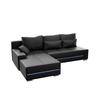 SOFA Davos mit Ottomane links dunkelgrau inkl LED - Dunkelgrau, Textil (260/180cm) - Juskys