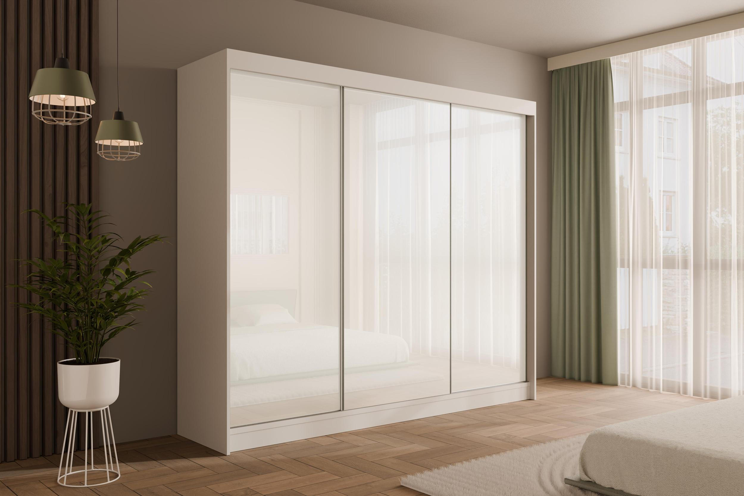 KLEIDERSCHRANK PEKA - 250 cm - Weiß - Weiß, Holzwerkstoff (250/215/61cm) - ALTDECOR