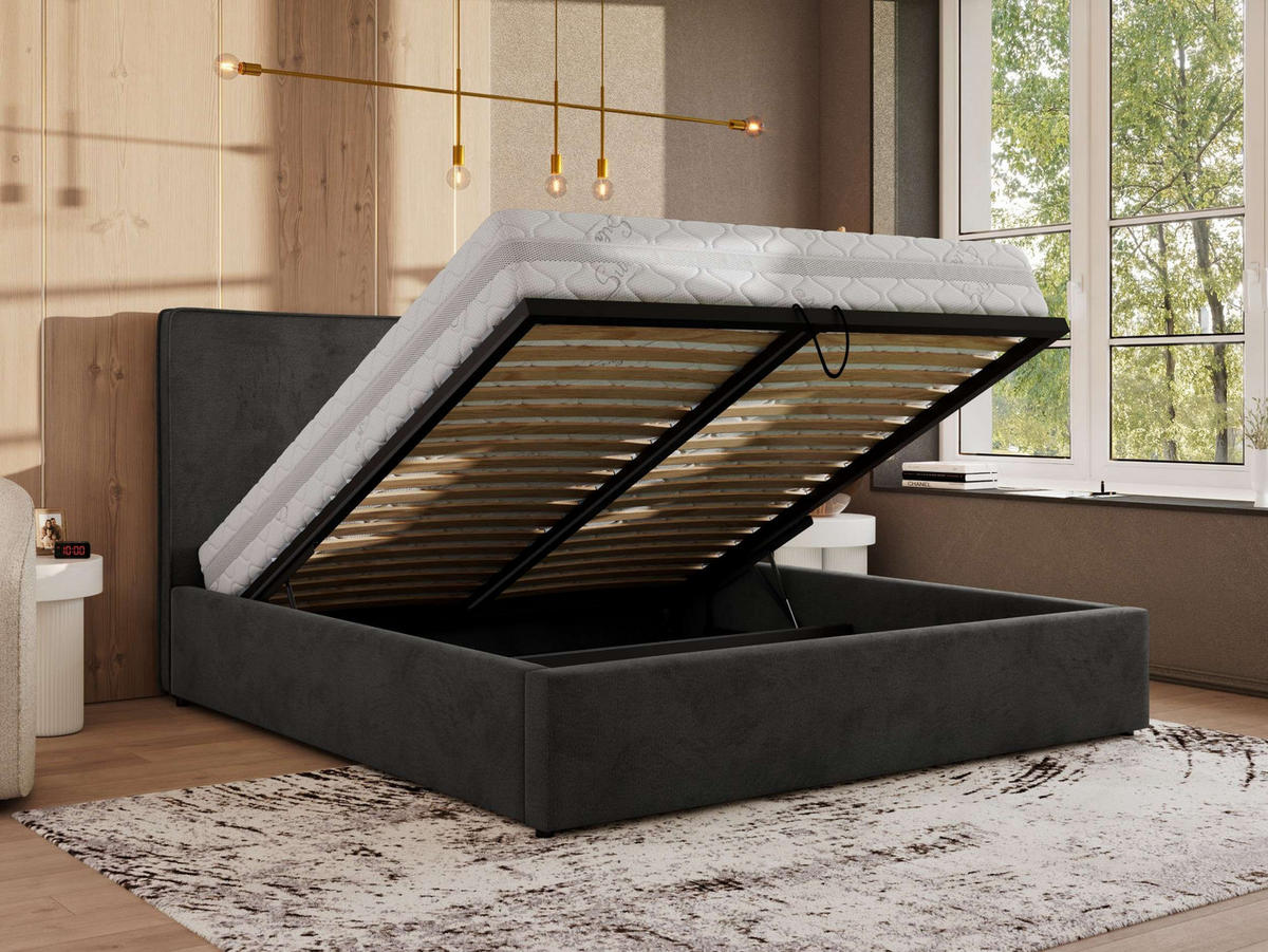 POLSTERBETT CORIVO CLASSIC 180/200 - Dunkelgrau Velvet - Pocket-Matratze - Dunkelgrau, Textil (180/200cm) - MKS