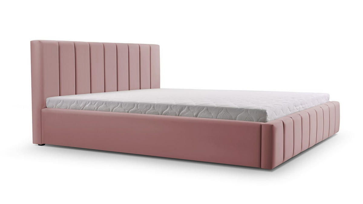 POLSTERBETT Bett 01 - 160x200 - Misty Rose - Rosa, Holz/Textil (160/200cm) - Möblo