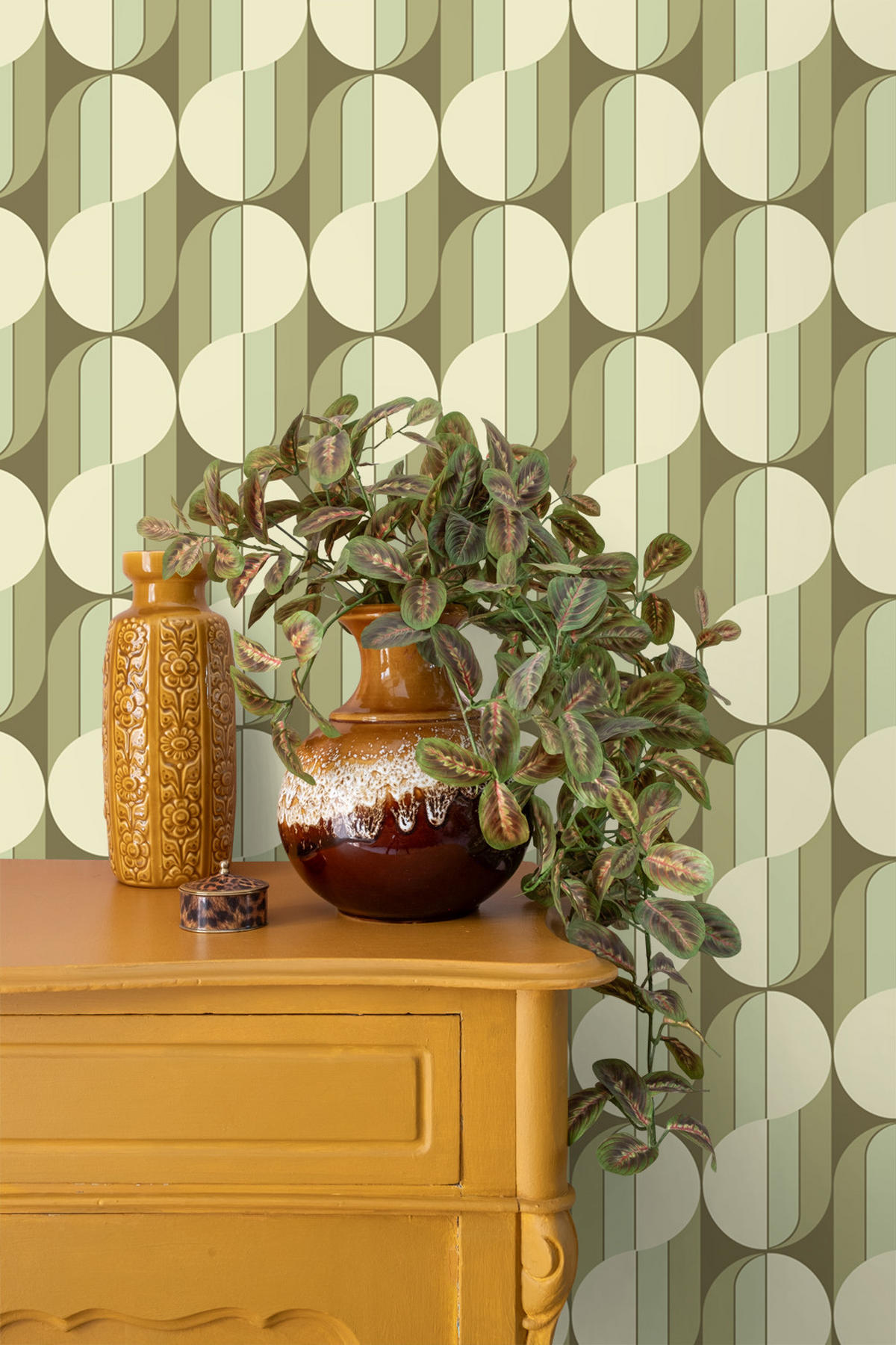 TAPETE Retro-Ornamente 50 x 900 cm - Grün, Papier (50/900cm) - ESTAhome