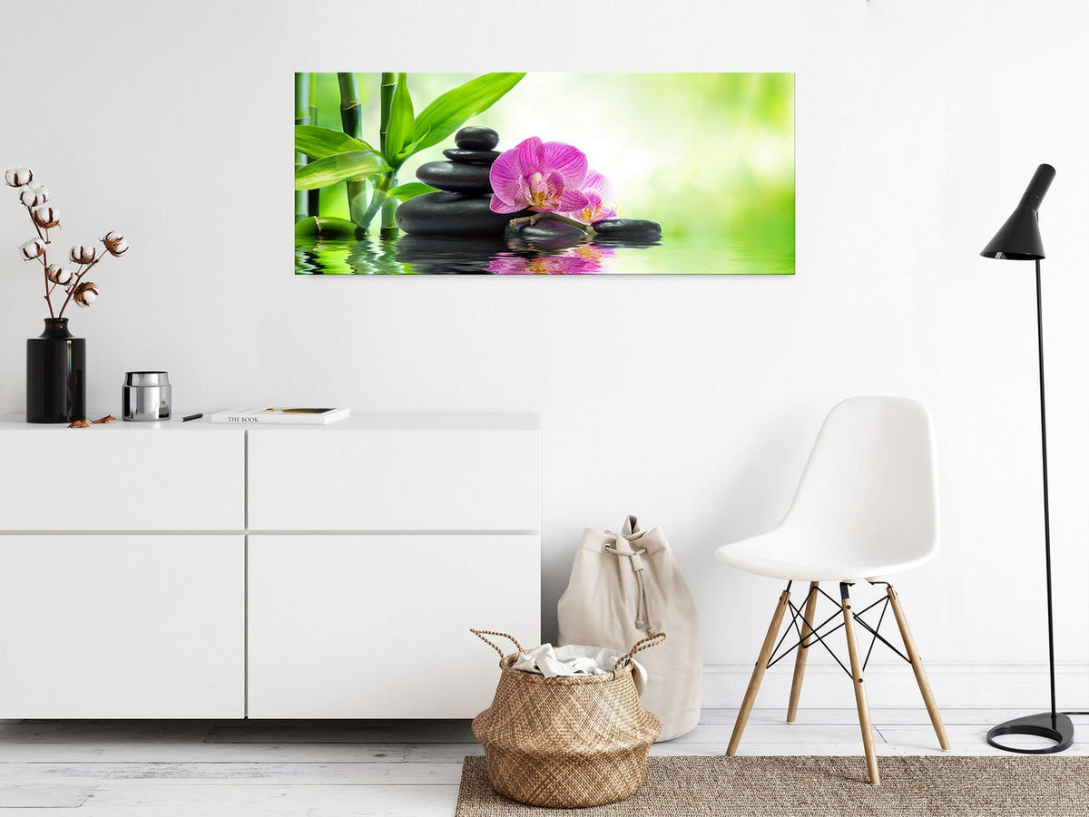 GLASBILD 125x50 cm Zen Spa Orchidee - Rosa, Glas (125/50cm) - artissimo
