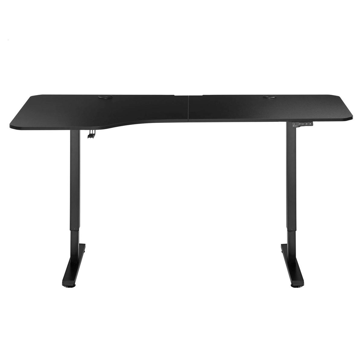 SCHREIBTISCH Office Stand schwarz 160x75 cm höhenverstellbar - Schwarz, Holz (60/160/117cm) - Juskys