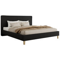 ČALÚNENÁ POSTEĽ LUMARO CLASSIC 200/200 - Čierna Ekokoža - bez matraca - čierna/jadrový buk, drevo/textil (200/200cm) - MKS