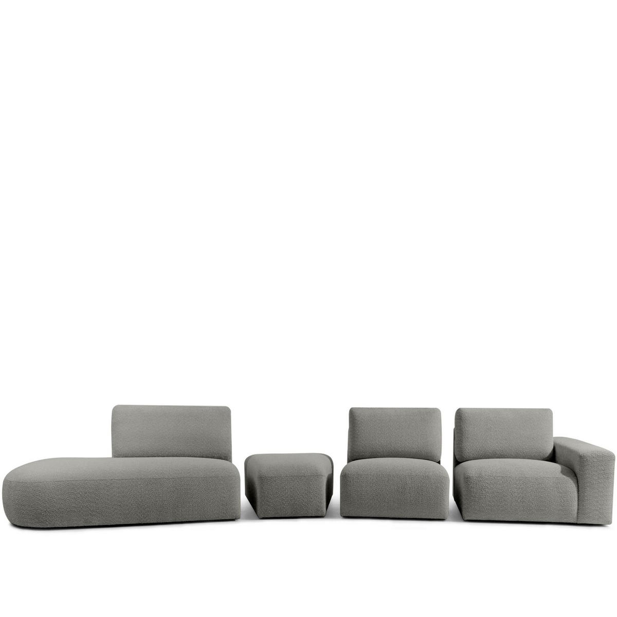 5-SITZER ECKSOFA ZUCCO Boucle links, Grau - Grau, Textil (430/84/105cm) - KONSIMO®